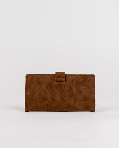 Womans Bobbi Suede Flap Wallet in Chocolate