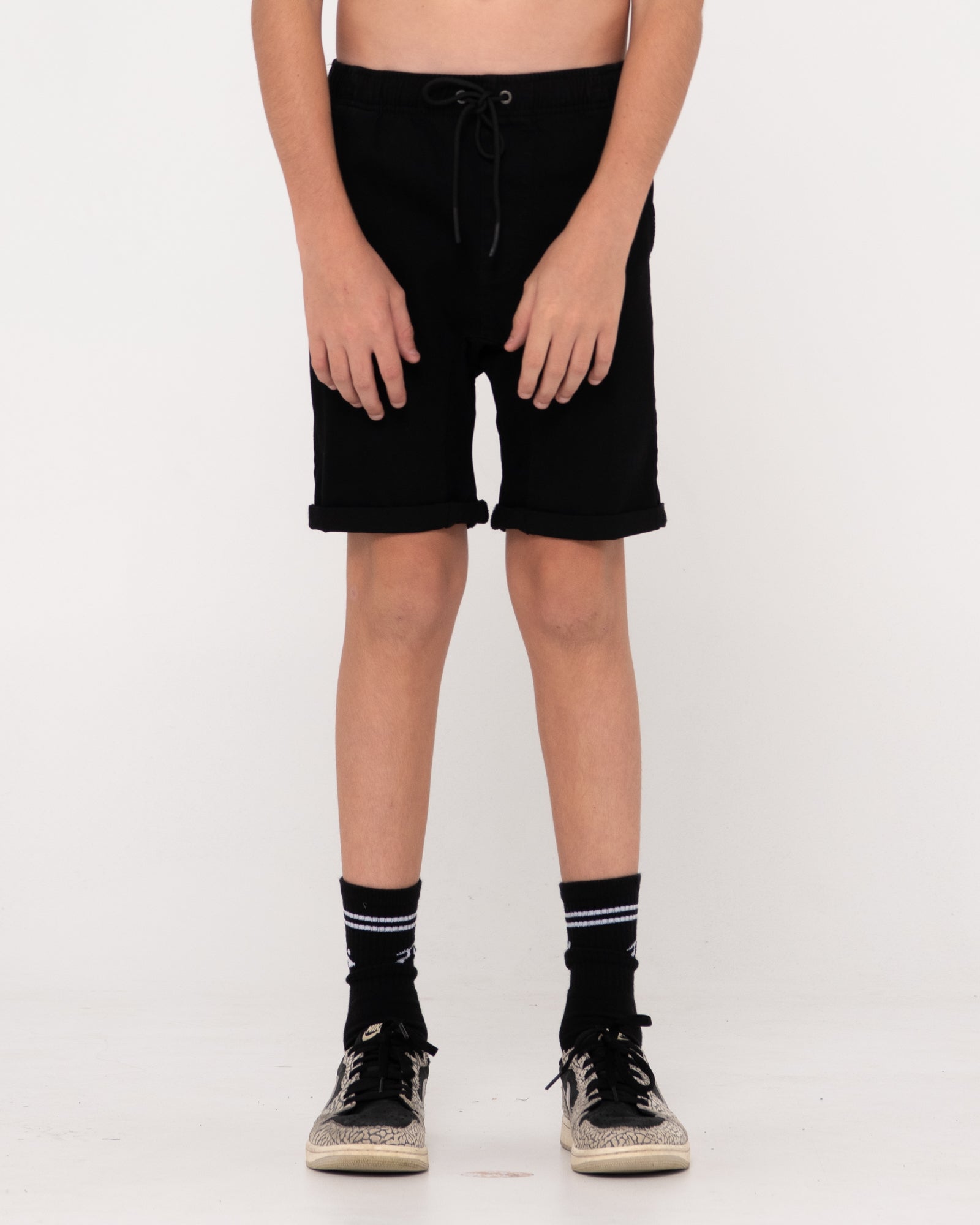 Hooked On Elastic Waist Short Boys Black Rusty Australia