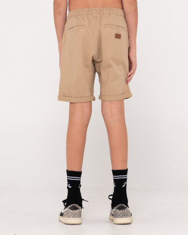 Boy wearing Hooked On Elastic Short Boys in Khaki