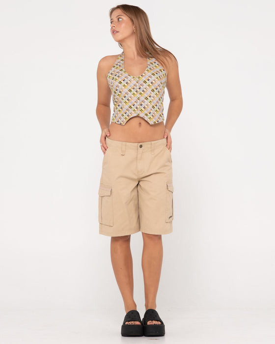 woman-wearing-tank-girl-low-rise-loose-fit-cargo-short-in-oatmilk