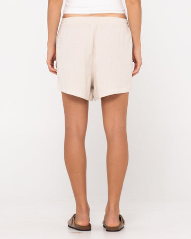 Woman wearing Palm Spings Lounge Short in Oatmeal