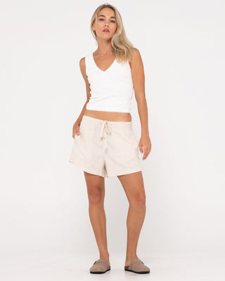 Woman wearing Palm Spings Lounge Short in Oatmeal