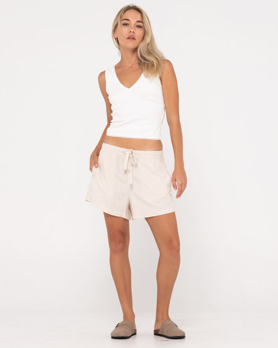 woman-wearing-palm-spings-lounge-short-in-oatmeal