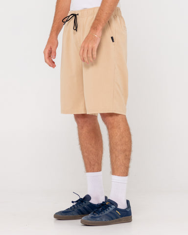 Man wearing Overtone Elastic Short in Light Fennel