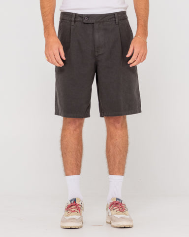 Man wearing Worldwide Pleat Guy Short in Coal