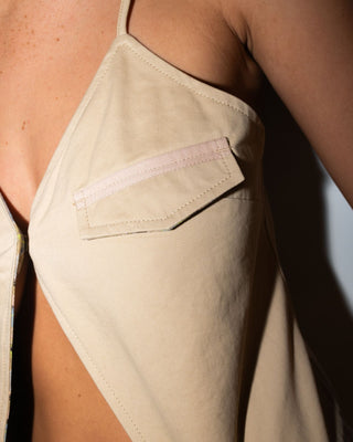 Woman wearing Tank Girl Reversible Cargo Cami in Oatmilk