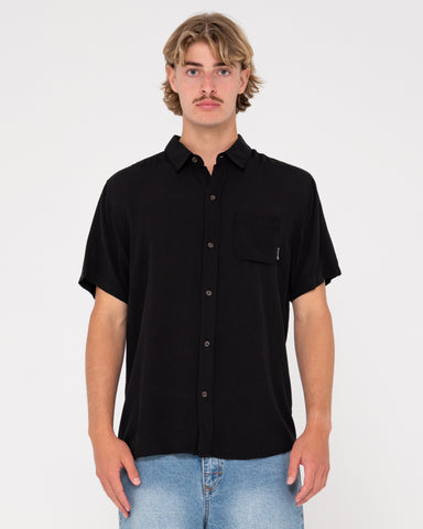 Man wearing Razor Blade 2.0 Short Sleeve Shirt in Black