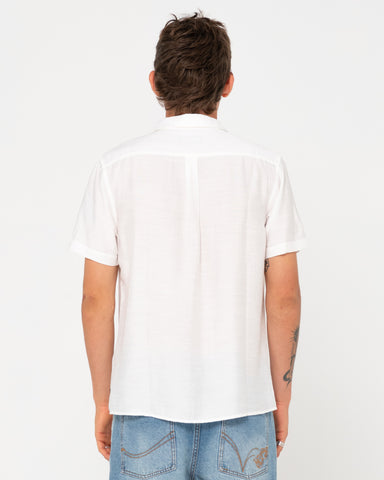 Man wearing Razor Blade 2.0 Short Sleeve Shirt in White