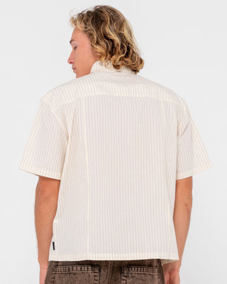 Man wearing Boxed In Short Sleeve Shirt in Ecru