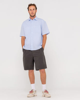 Man wearing Boxed In Short Sleeve Shirt in Sky Blue