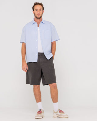 Man wearing Boxed In Short Sleeve Shirt in Sky Blue