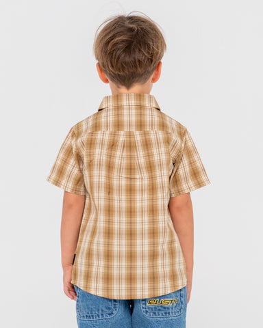 Boy wearing Datsun Check Short Sleeve Shirt Runts in Java