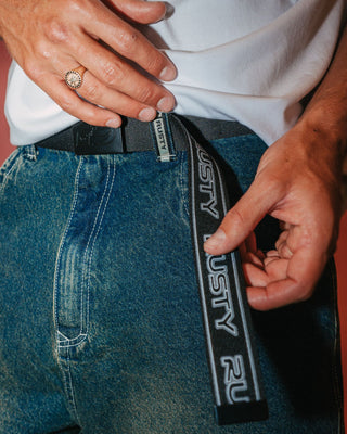 Mens Jagged Webbing Belt in Black