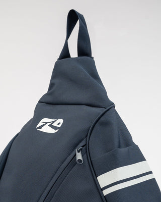 Mens White Lines Sling Bag in Navy Blue