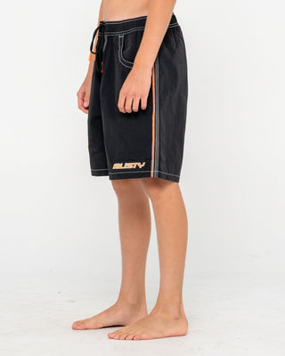 Boy wearing Flip Daddy Boardshort Boys in Black 2