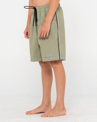 Boy wearing Flip Daddy Boardshort Boys in Putty