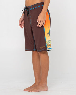 Woman wearing La Cabana Low Rise Long Boardshort in Java