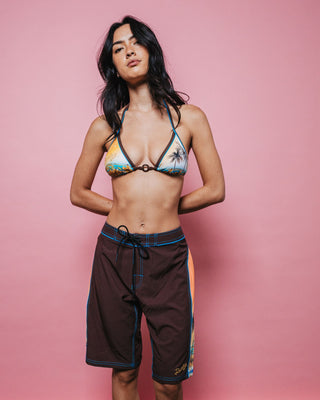 Woman wearing La Cabana Low Rise Long Boardshort in Java