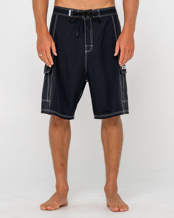man-wearing-pick-pocket-fixed-waist-boardshort-in-black-1
