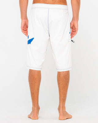Man wearing Fixed Competition Revolution Boardshort in White