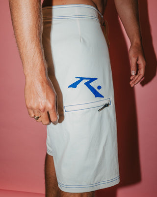 Man wearing Fixed Competition Revolution Boardshort in White