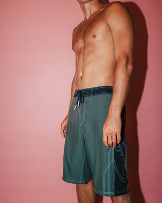 Man wearing Tombstones Fixed Waist Boardshort in Army Green