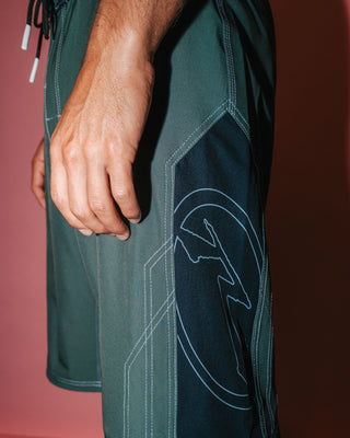 Man wearing Tombstones Fixed Waist Boardshort in Army Green