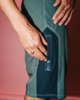 Man wearing Tombstones Fixed Waist Boardshort in Army Green