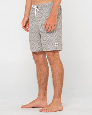Man wearing All Over Elastic Waist Boardshort in Abbey Stone