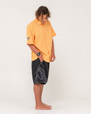 Man wearing Tombstones Hybrid Waist Boardshort in Black