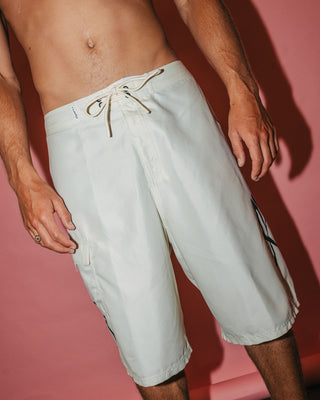 Man wearing Hoodus Fixed Waist Boardshort in Cream