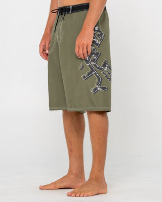 Man wearing Hoodus Fixed Waist Boardshort in Slate
