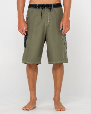 Man wearing Hoodus Fixed Waist Boardshort in Slate