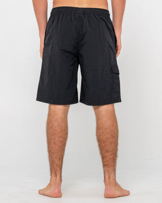 Man wearing Peek Show Hybrid Waist Boardshort in Black