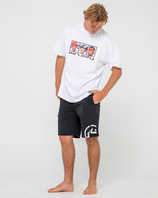 Man wearing Peek Show Hybrid Waist Boardshort in Black
