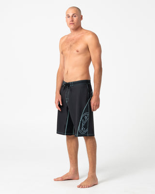 Man wearing Hydro-surge Fixed Waist Boardshort in Black