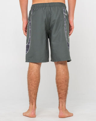 Man wearing Charger Elastic Waist Boardshort in Army Green