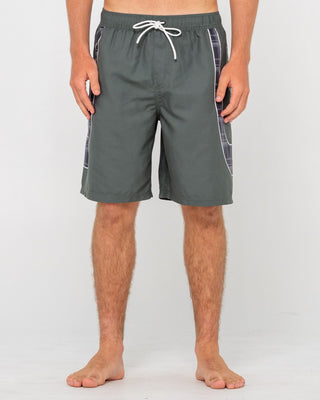 Man wearing Charger Elastic Waist Boardshort in Army Green