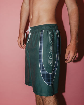 Man wearing Charger Elastic Waist Boardshort in Army Green