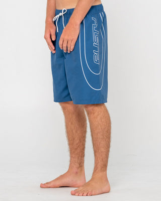 Man wearing Charger Elastic Waist Boardshort in Atlantic Blue