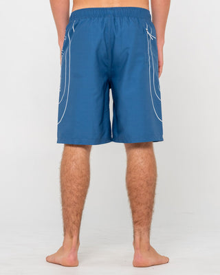Man wearing Charger Elastic Waist Boardshort in Atlantic Blue