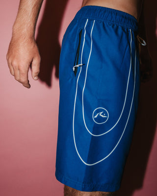 Man wearing Charger Elastic Waist Boardshort in Atlantic Blue