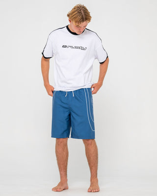 Man wearing Charger Elastic Waist Boardshort in Atlantic Blue