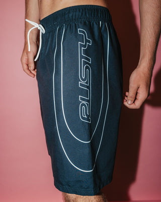 Man wearing Charger Elastic Waist Boardshort in Black