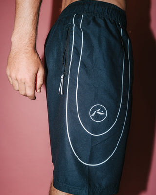 Man wearing Charger Elastic Waist Boardshort in Black