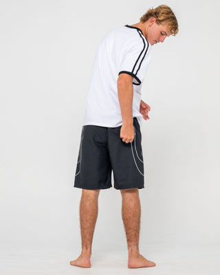 Man wearing Charger Elastic Waist Boardshort in Black