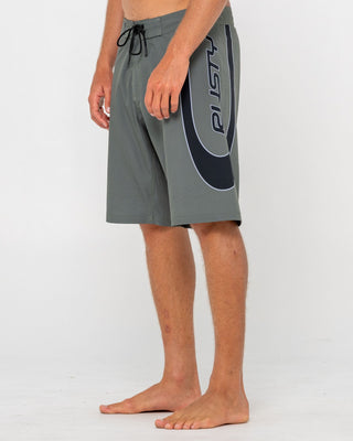 Man wearing Charger Fixed Waist Boardshort in Army Green