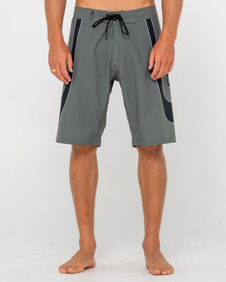 Man wearing Charger Fixed Waist Boardshort in Army Green
