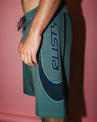 Man wearing Charger Fixed Waist Boardshort in Army Green