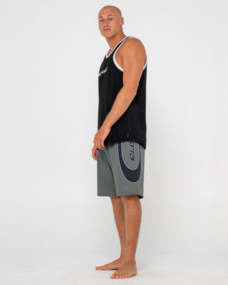 Man wearing Charger Fixed Waist Boardshort in Army Green